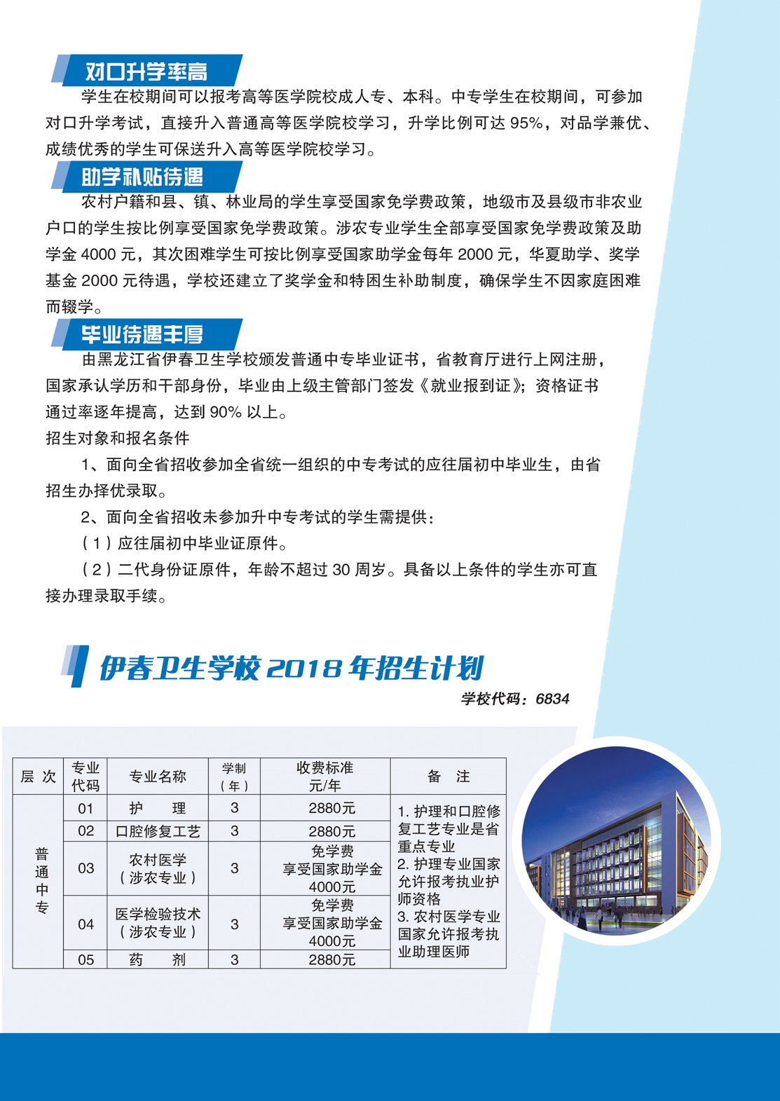 黑龍江省伊春衛(wèi)生學校2018年招生簡章